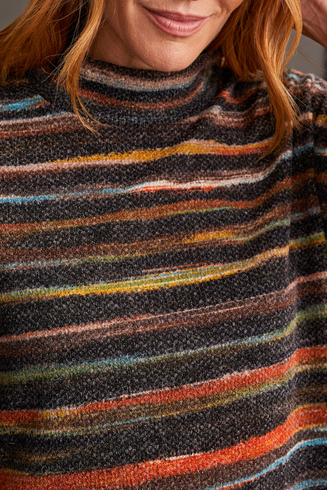 Tribal Fashion Striped Mock Sweater