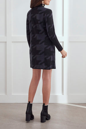 Tribal Fashions Mock Neck Sweater Dress in Houndstooth