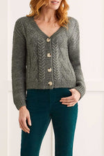 Tribal Fashions Nubby Knit Button Up Cardigan - Hunter
