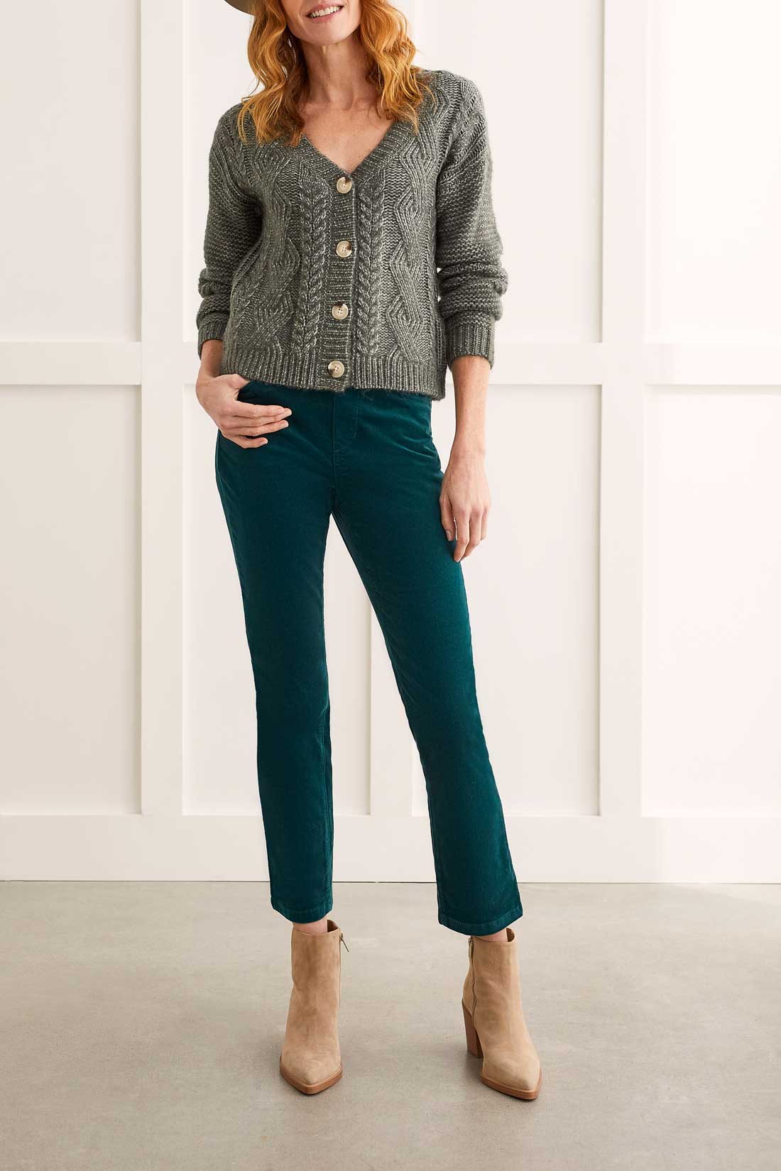 Tribal Fashions Nubby Knit Button Up Cardigan - Hunter