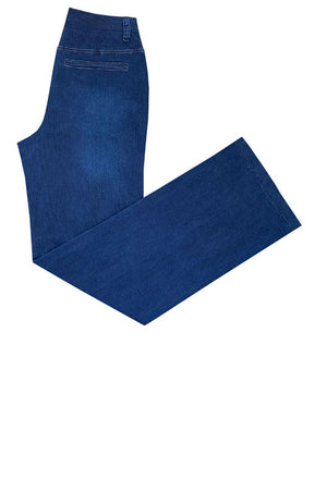 Ethyl Wide Leg Denim Jean with Front Seam Feature