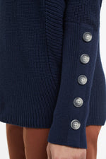 Tribal Fashions Dolman Sleeve Sweater with Button Sleeve - Dark Ocean