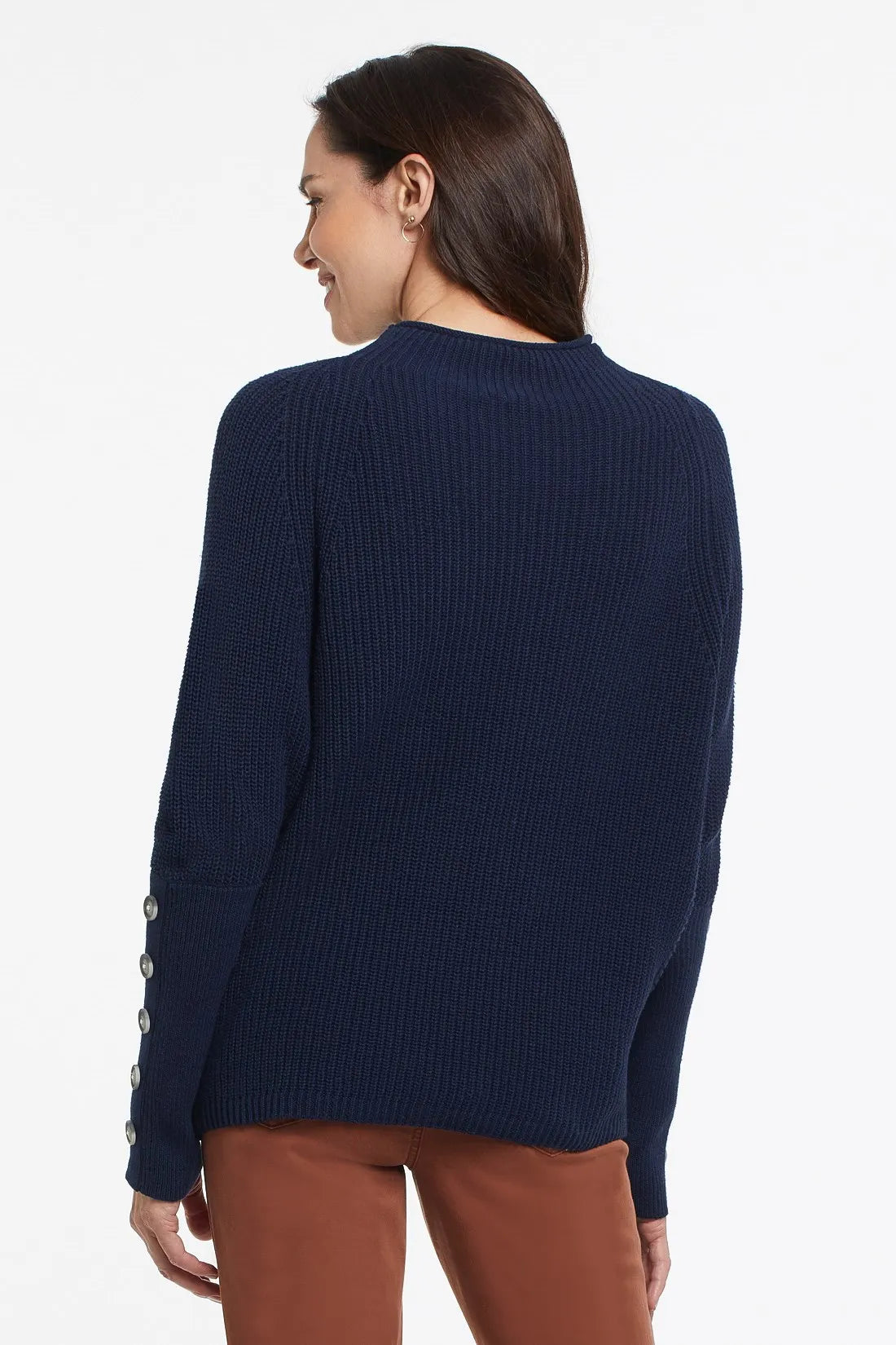 Tribal Fashions Dolman Sleeve Sweater with Button Sleeve - Dark Ocean