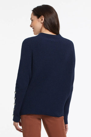 Tribal Fashions Dolman Sleeve Sweater with Button Sleeve - Dark Ocean