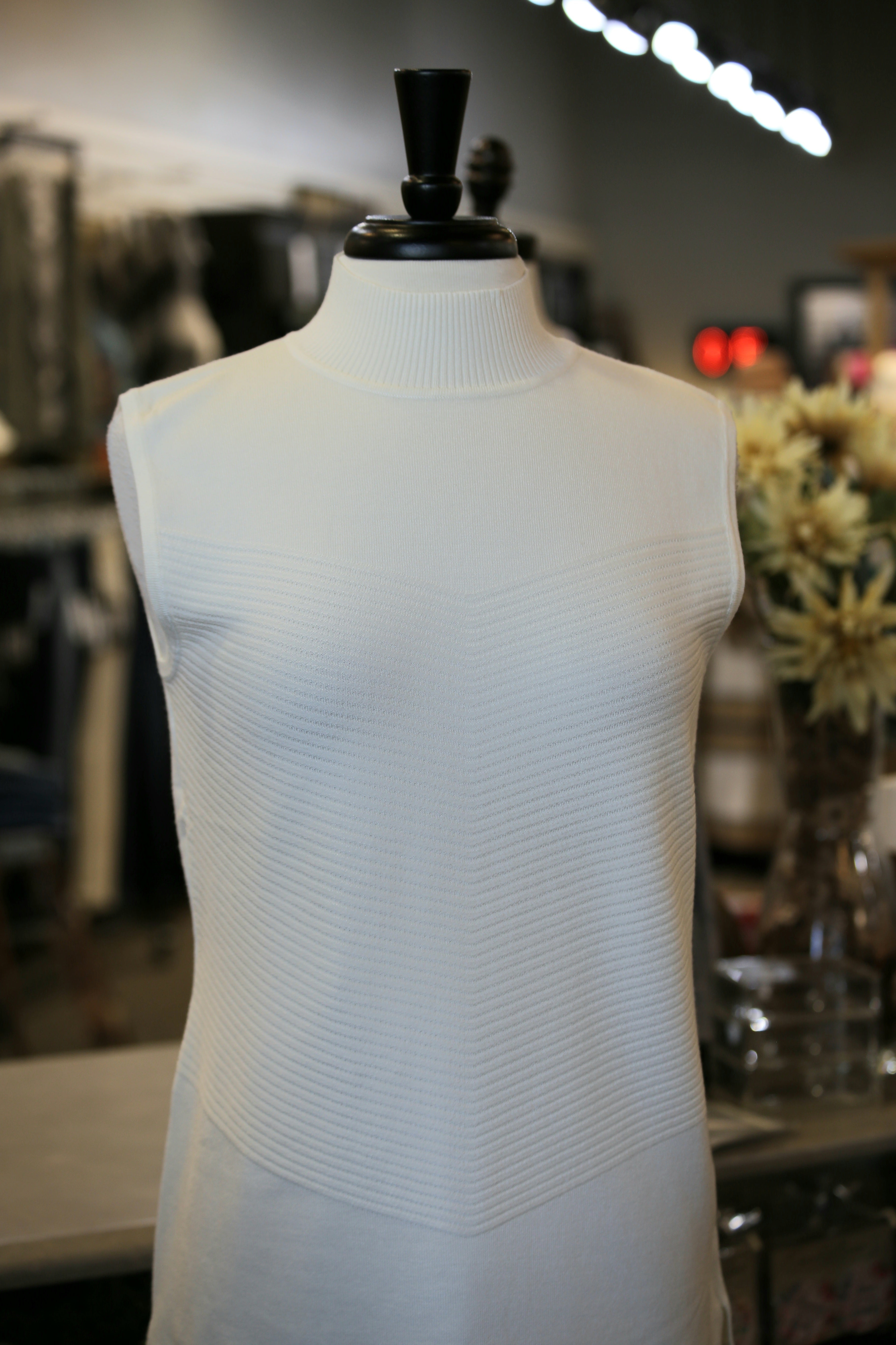 Ribbed Mock Neck Shell