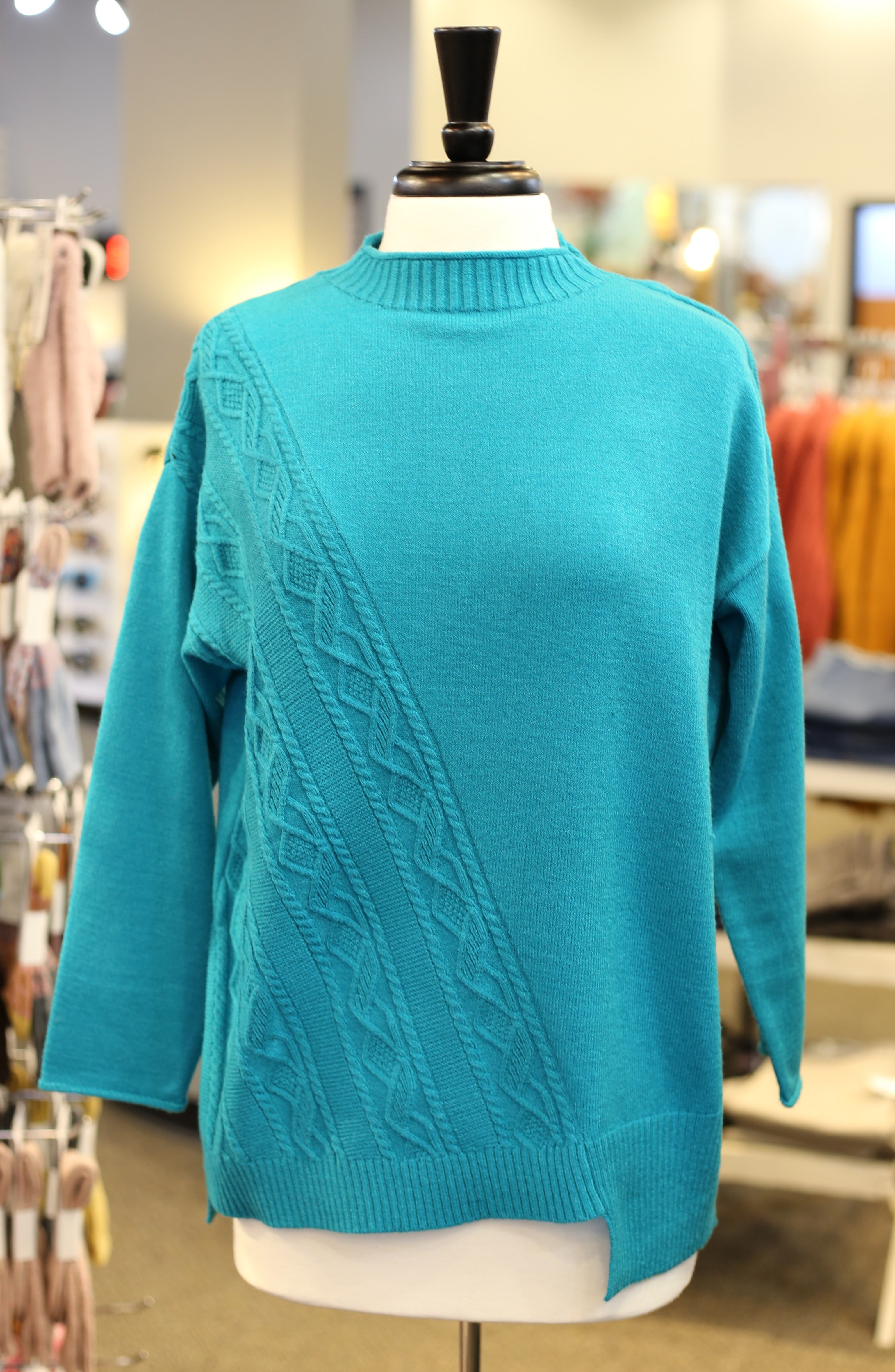 Cable Mock Neck Sweater by Variations