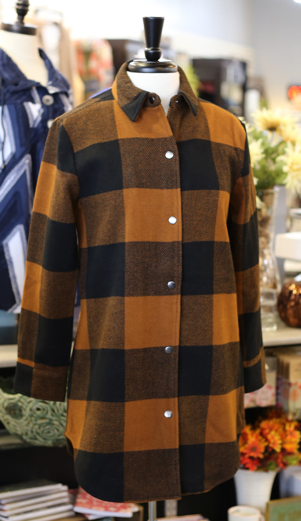 Keren Hart Wool Cognac Check Shacket