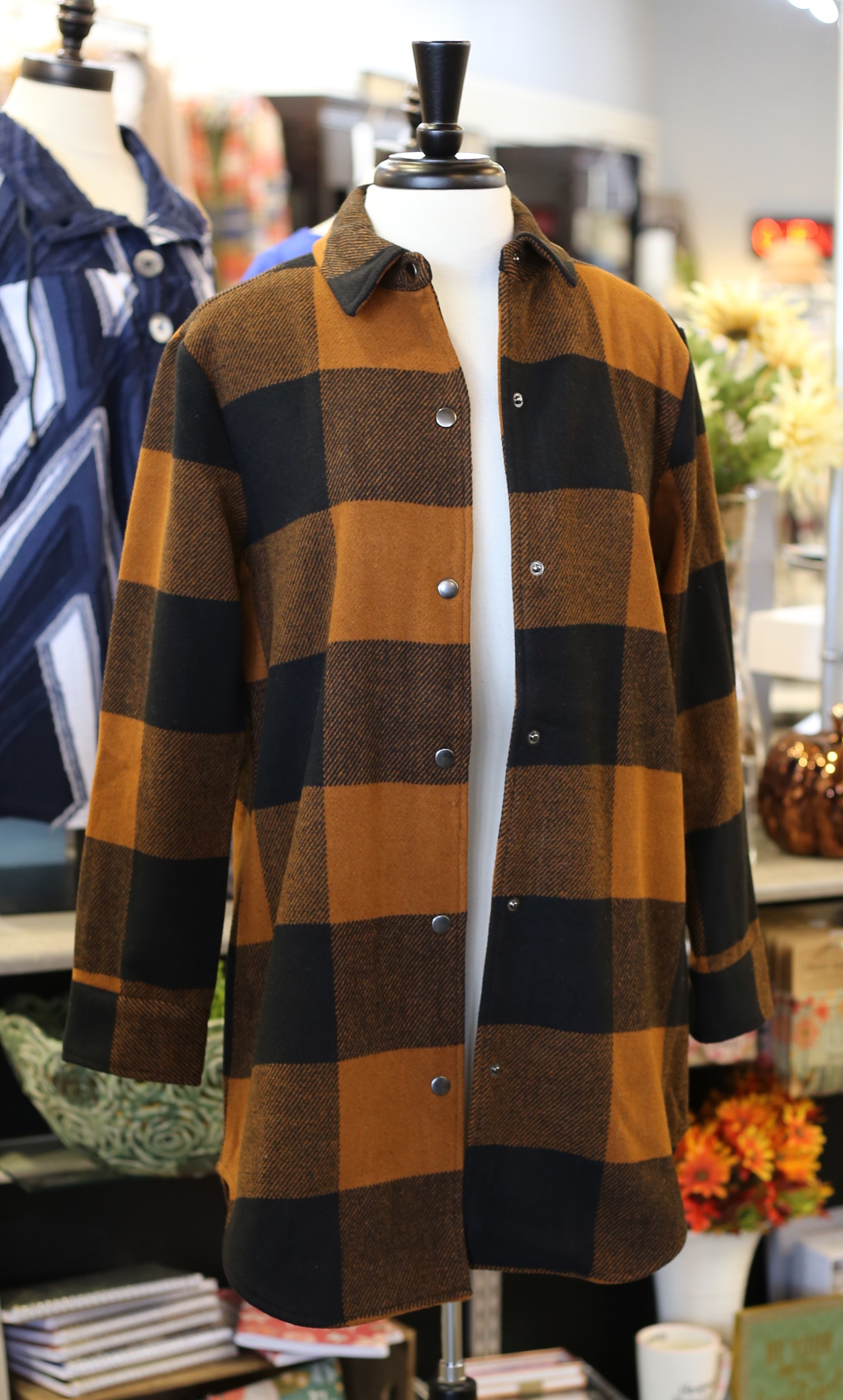 Keren Hart Wool Cognac Check Shacket