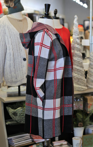 Open Cardigan with Plaid Hood by Creation