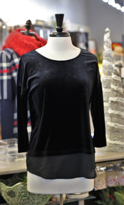 Velvet Top With Chiffon Panel