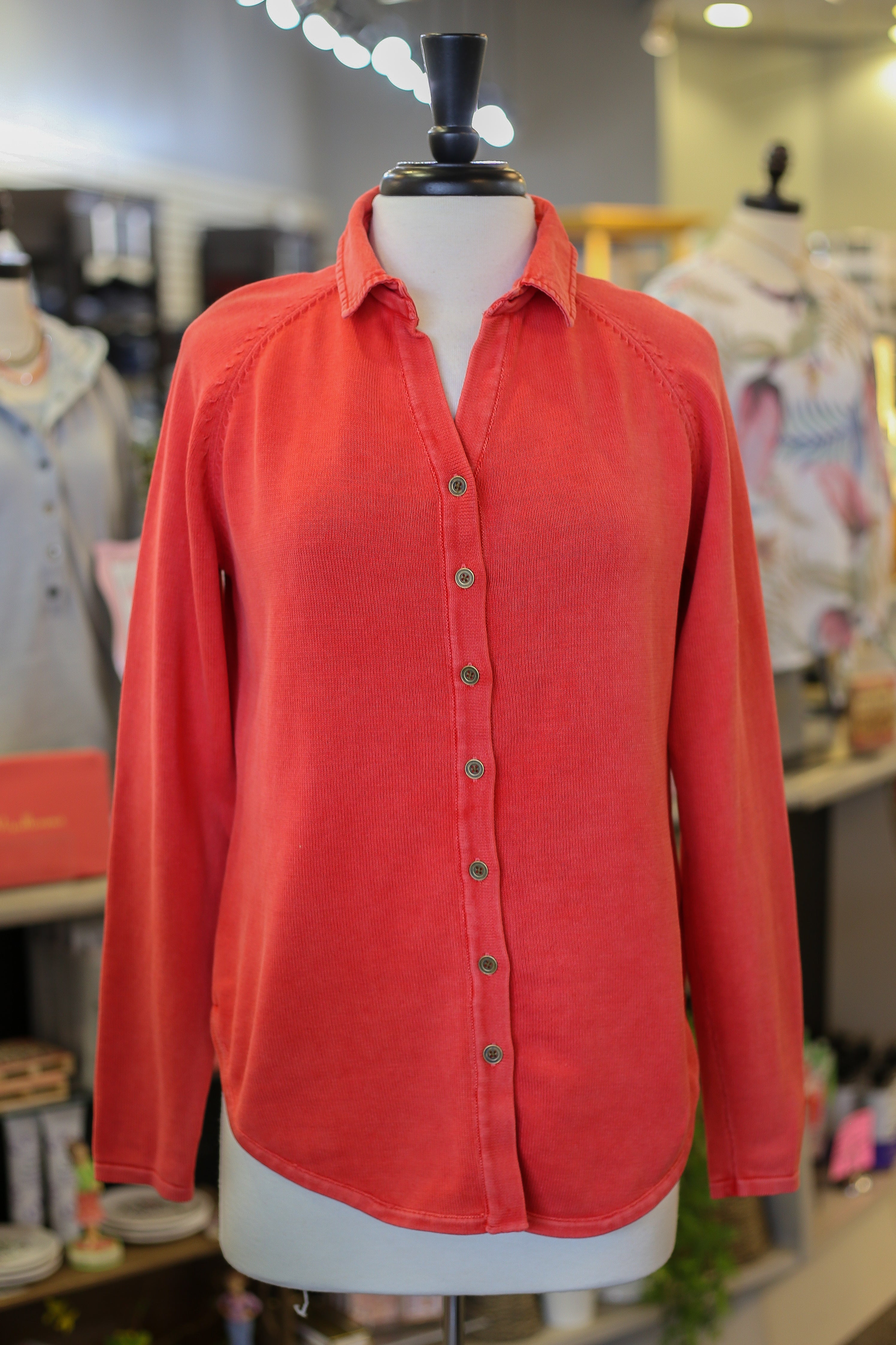 PBJ Blues Button Up Shirt - Cherry Red