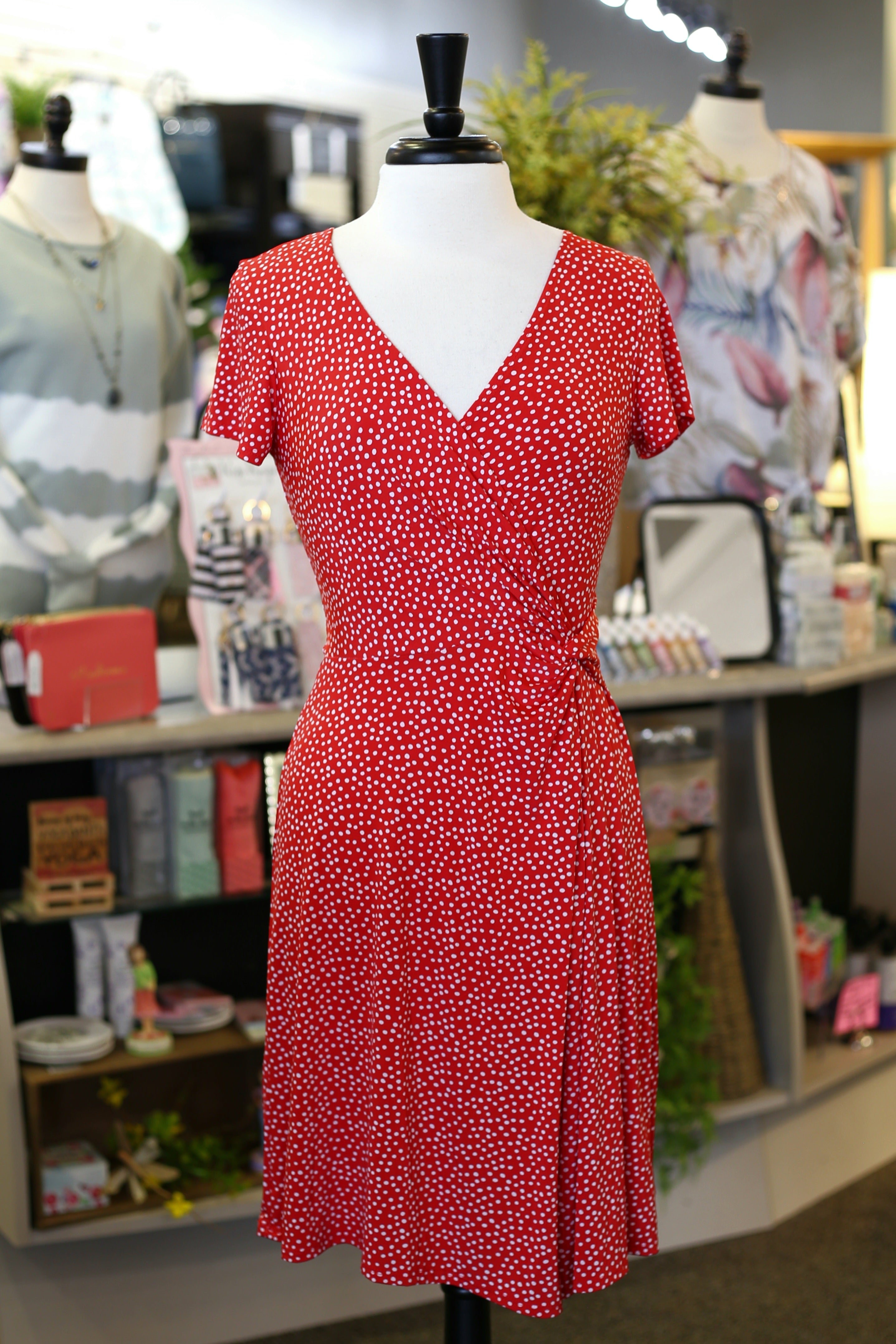 Keren Hart Cap Sleeve Wrap Dress - Red