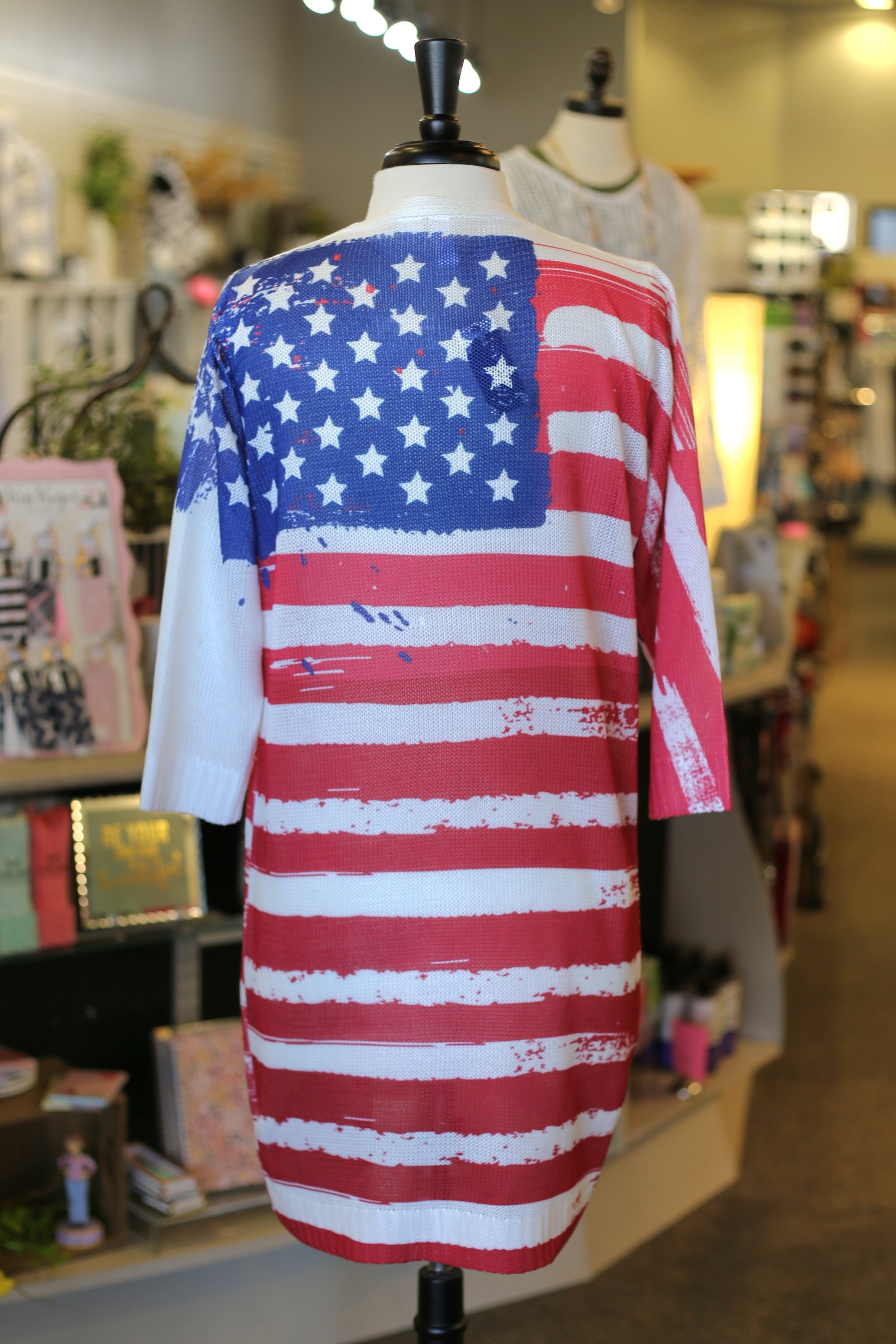 Ethyl USA Flag Print Knit Cardigan