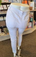 Ethyl Fly Front Fray Hem Ankle Jean - White