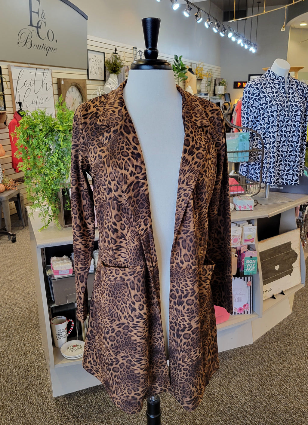 Ethyl Faux Suede Cheetah Blazer Jacket