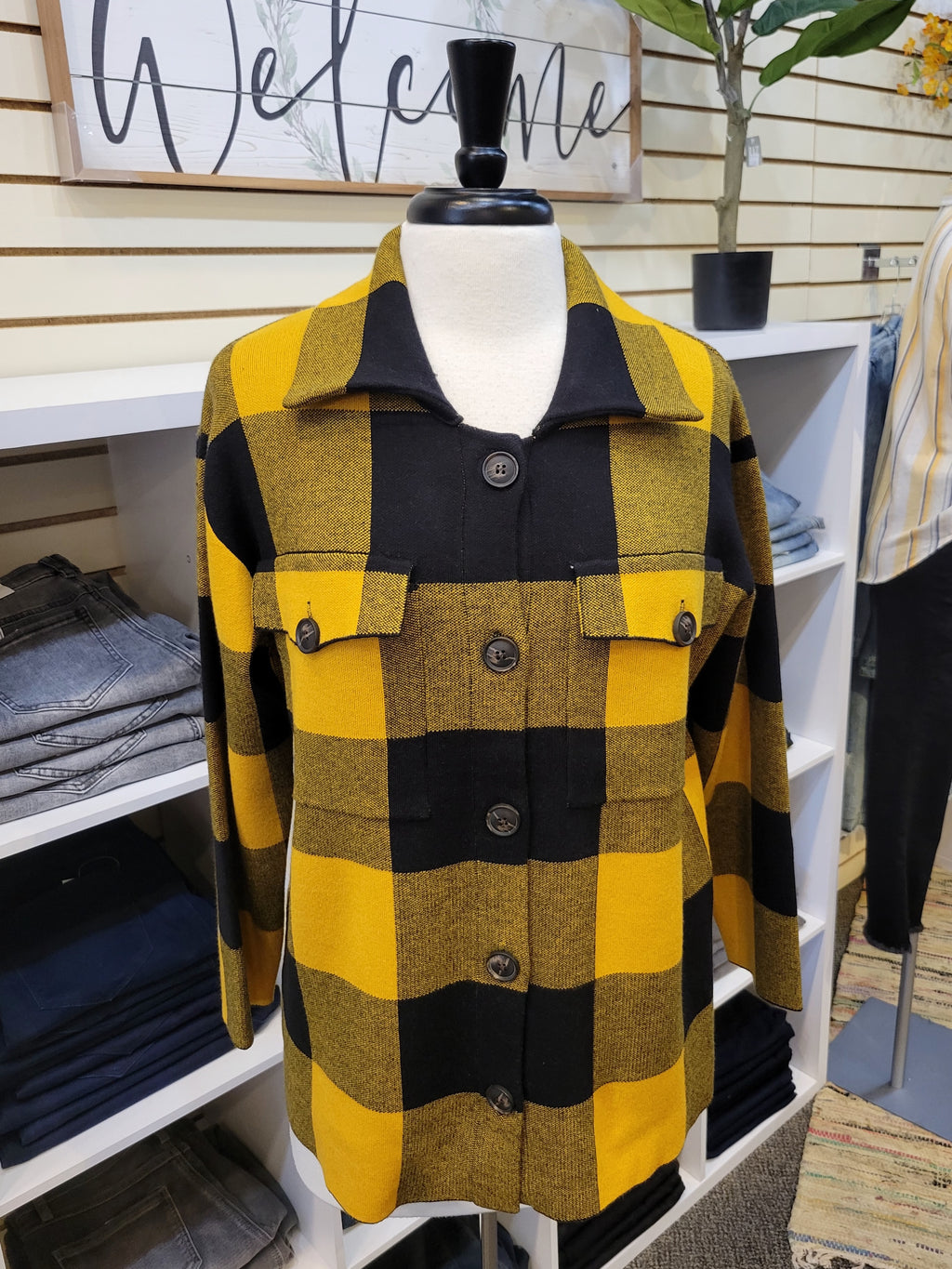 Ethyl Buffalo Plaid Collared Shacket - Mustard