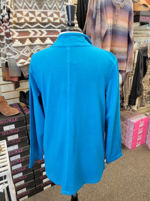 Lulu B 5 Button High Neck Jacket- True Blue