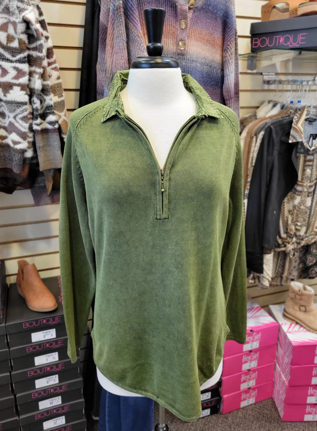 PBJ Blues Quarter Zip Pullover - Forest Green