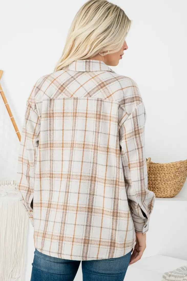 Casual Long Sleeve Plaid Shacket