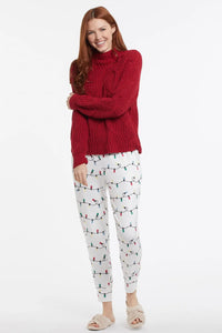 Christmas Red Boucle Mock Neck Sweater