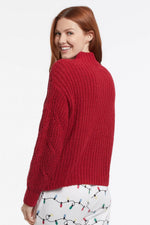 Christmas Red Boucle Mock Neck Sweater