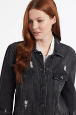 Distressed Duster Denim Jacket