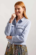 Tribal Fashions Denim Crop Jacket with Snap Closure