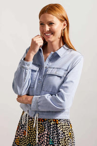 Tribal Fashions Denim Crop Jacket with Snap Closure
