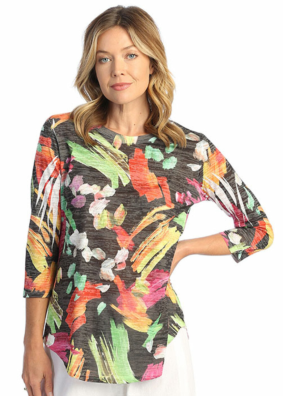 Jess & Jane Blossom Burnout Tunic Top