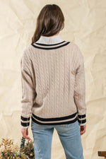 Blu Pepper Cable Knit V-Neck Sweater