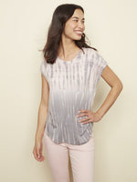 Tie-Dye Knit Top with Cap Sleeve - Crystal