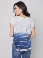 Charlie B Tie-Dye Knit Top with Cap Sleeve - Ocean