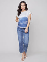 Charlie B Tie-Dye Knit Top with Cap Sleeve - Ocean