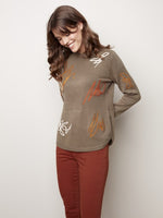 Charlie B Embroidered Graffiti Design Round Hem Sweater