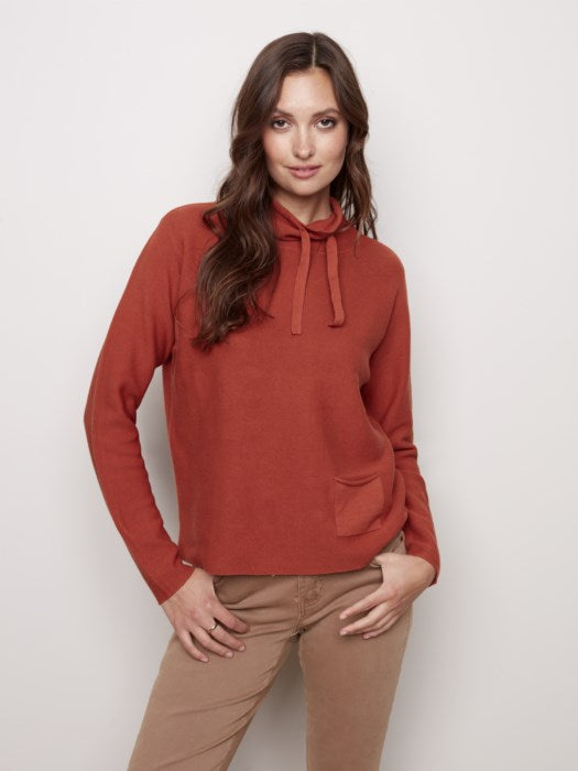 Charlie B Cotton Funnel Neck Sweater - Spice