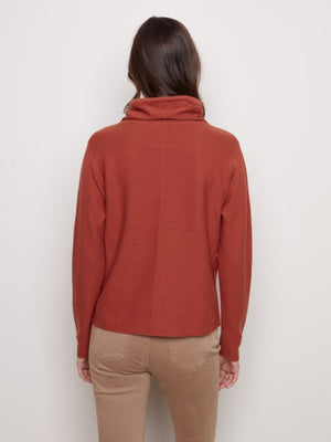 Charlie B Cotton Funnel Neck Sweater - Spice