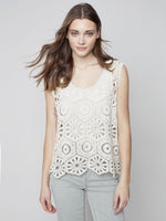 Charlie B Crochet A-Line Cami with Round Neck - Natural