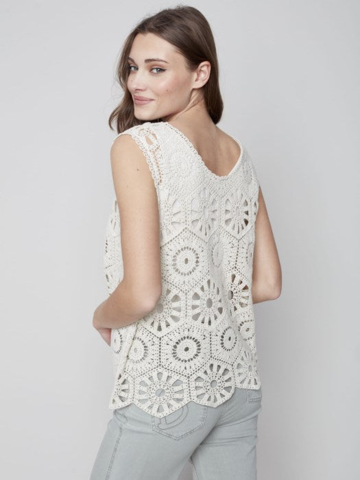 Charlie B Crochet A-Line Cami with Round Neck - Natural