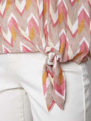 Charlie B Cotton Gauze Side Tie Dolman Sleeve Blouse - Grapefruit