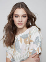 Charlie B Printed Linen Short Dolman Top