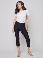 Charlie B Stretch Pull-On Capri Pant with Folded Cuff - Black
