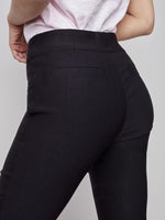 Charlie B Stretch Pull-On Capri Pant with Folded Cuff - Black