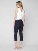 Charlie B Stretch Pull-On Capri Pant with Folded Cuff - Navy