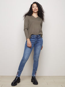 Charlie B Cross Stitch Denim Pant