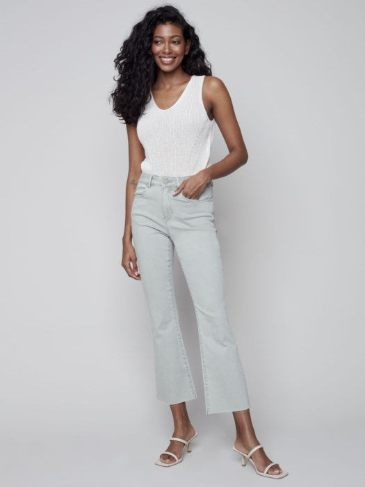 Charlie B Stretch Twill Bootcut Pant with Raw-Edge Hem