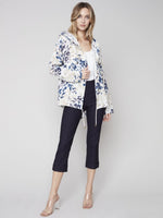 Charlie B Linen Long Duster Jacket with Hood - Bloom