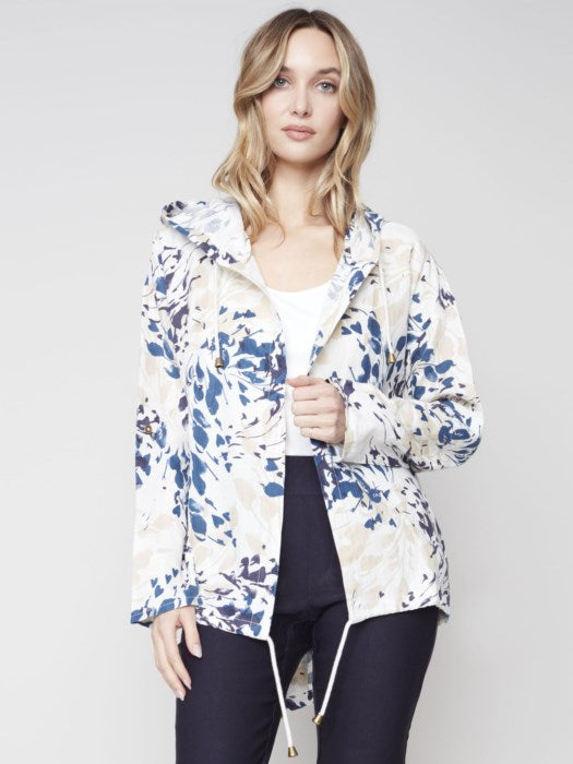 Charlie B Linen Long Duster Jacket with Hood - Bloom