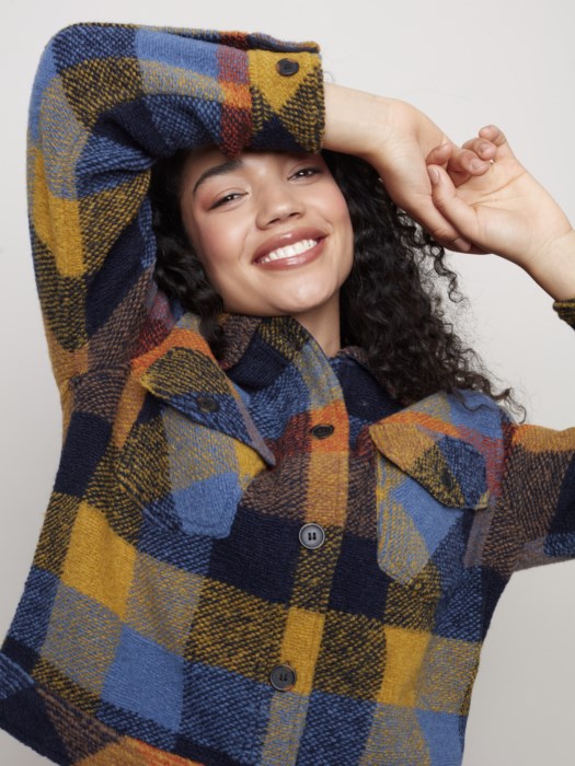 Charlie B Boiled Wool Plaid Jacket