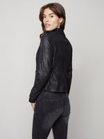 Charlie B Vintage Strech Faux Suede Jacket - Black