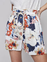 Charlie B Printed Linen Dobby Paperbag Short with Pleats
